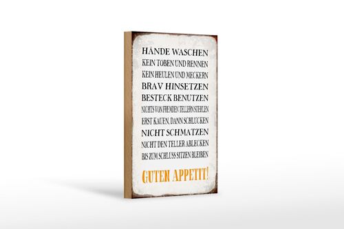 Holzschild Spruch 12x18 cm Hände waschen guten Appetit Dekoration