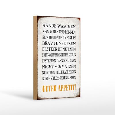 Holzschild Spruch 12x18 cm Hände waschen guten Appetit Dekoration