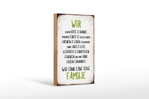 Holzschild Spruch 12x18 cm wir sind eine tolle Familie Dekoration