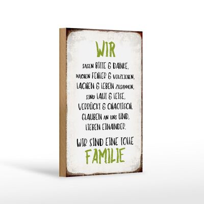 Cartello in legno con scritta "Siamo un'ottima decorazione per la famiglia" 12x18 cm