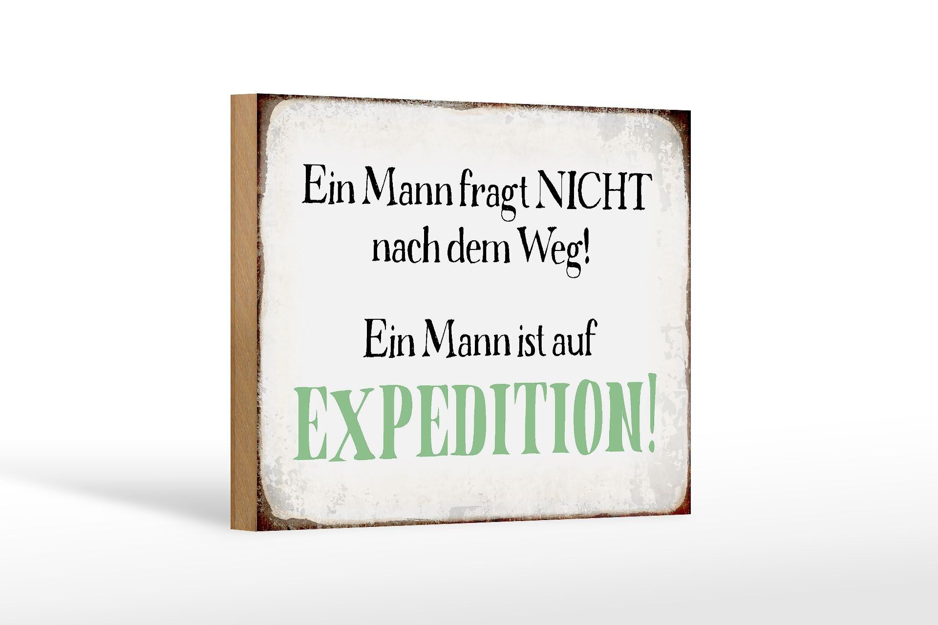 Cartello in legno con scritta 18x12 cm L'uomo non chiede indicazioni decorazione