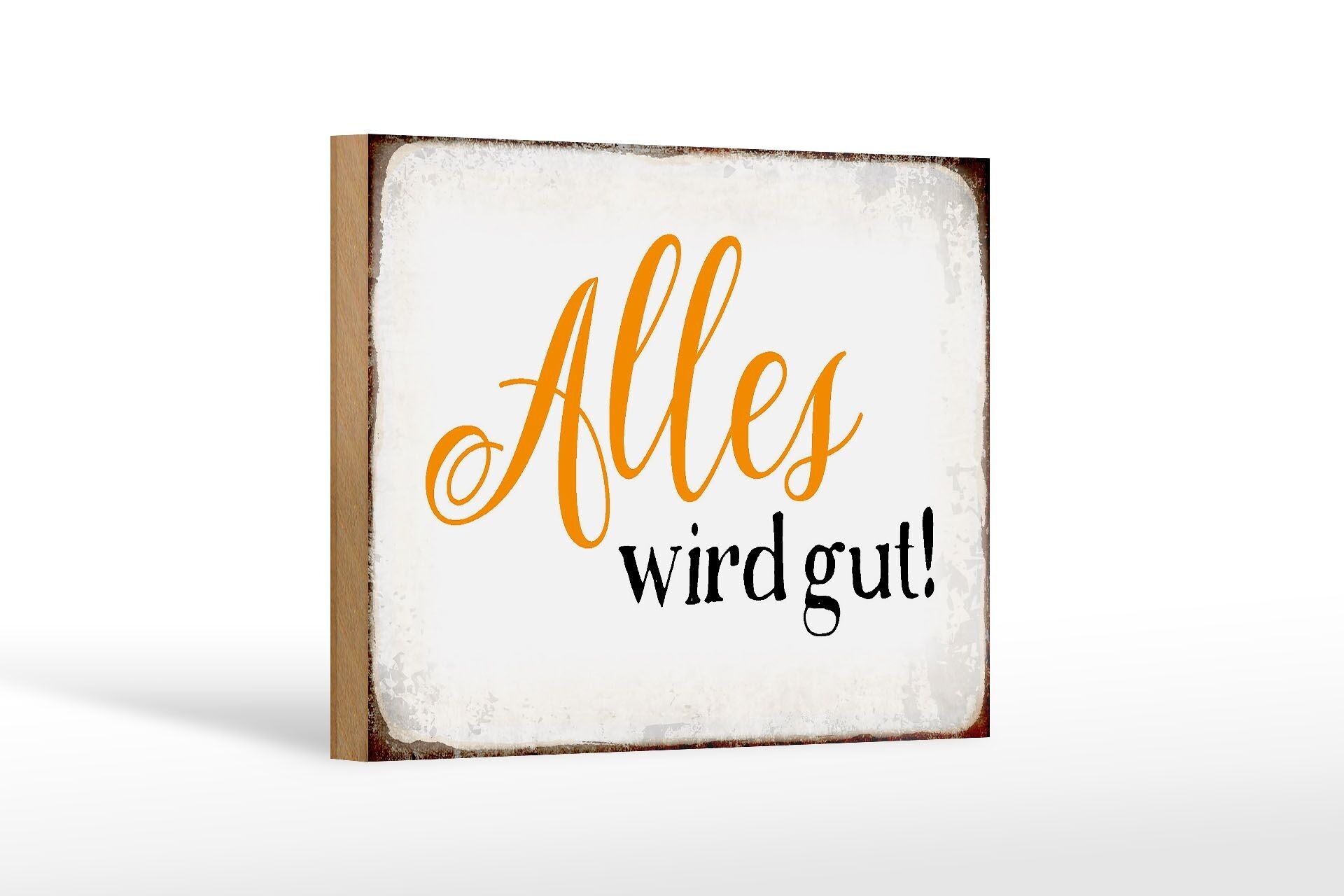 Cartello in legno con scritta 18x12 cm "andrà tutto bene", decorazione regalo retrò