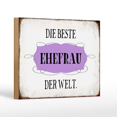 Wooden sign saying 18x12 cm the best wife in the world decoration