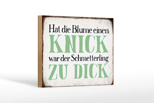 Holzschild Spruch 18x12 cm Blume Knick Schmetterling dick Dekoration