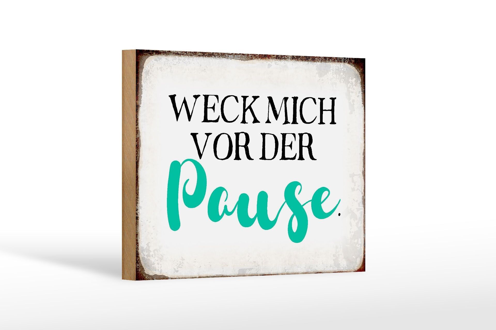 Cartello in legno con scritta "svegliami prima della pausa" 18x12 cm, decorazione regalo