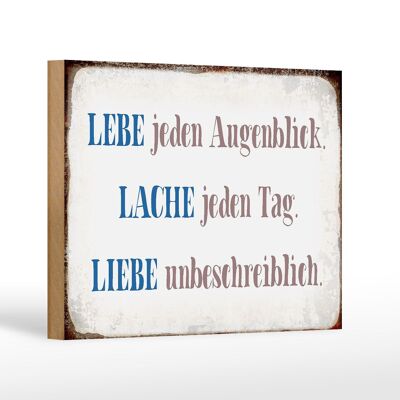 Cartello in legno con scritta "Amore, ridere ogni giorno", decorazione regalo 18x12 cm
