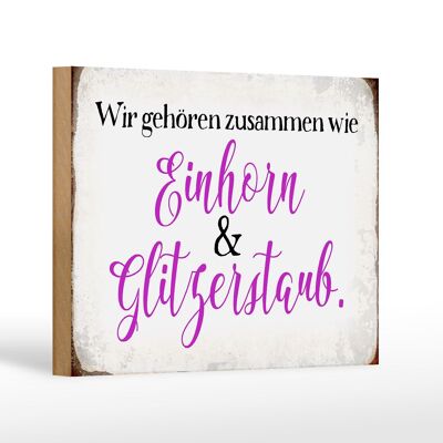 Holzschild Spruch 18x12 cm Einhorn und Glitzerstaub Dekoration