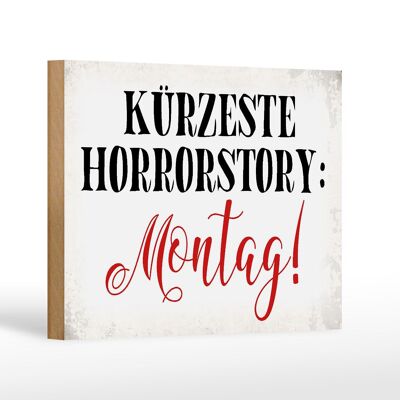Cartello in legno con scritta "Short Horror Story Monday" 18x12 cm, decorazione
