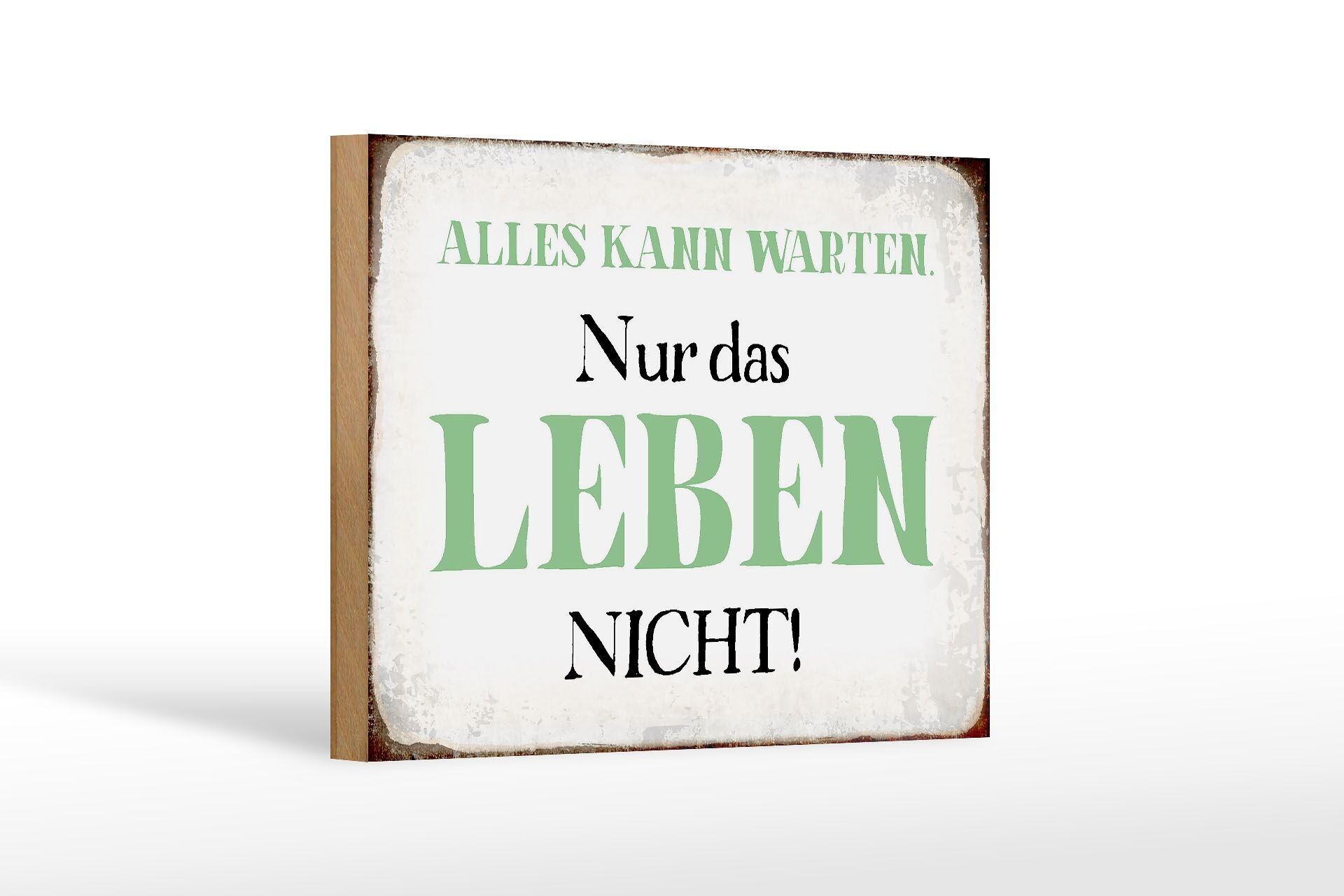 Cartello in legno con scritta 18x12 cm tutto può aspettare, la vita non può aspettare decorazione