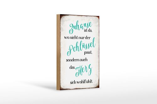 Holzschild Spruch 12x18 cm Zuhause wo Herz sich wohlfühlt Dekoration