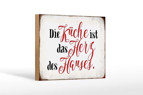 Holzschild Spruch 18x12 cm Küche ist das Herz des Hauses Dekoration