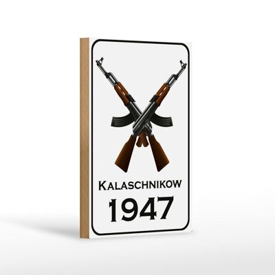 Cartel de madera rifle 12x18 cm Kalashnikov 1947 decoración