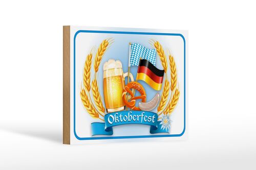 Holzschild Hinweis 18x12 cm Oktoberfest Bier Brezel Wurst Dekoration