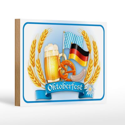 Cartello in legno 18x12 cm decorazione birra Oktoberfest pretzel salsiccia