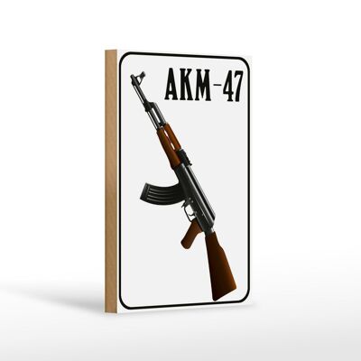 Cartel de madera rifle 12x18 cm decoración Kalashnikov AKM-47