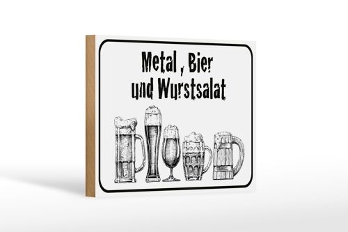 Holzschild Hinweis 18x12 cm Bier und Wurstsalat Dekoration
