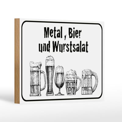 Holzschild Hinweis 18x12 cm Bier und Wurstsalat Dekoration