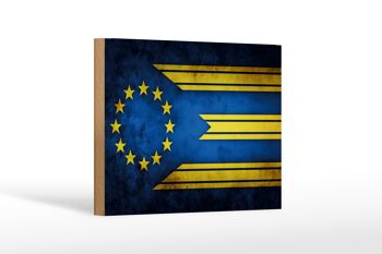 Drapeau panneau en bois 18x12 cm, décoration drapeau Europe 1