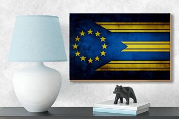Drapeau panneau en bois 18x12 cm, décoration drapeau Europe 3