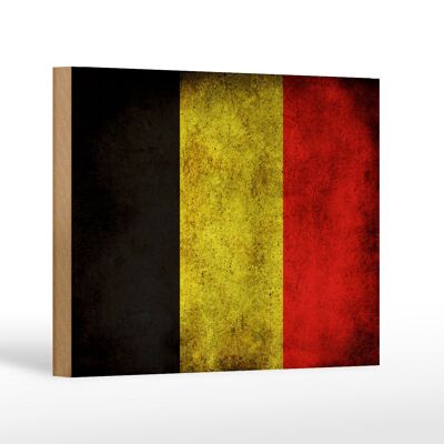 Bandera de madera 18x12 cm decoración bandera de Bélgica