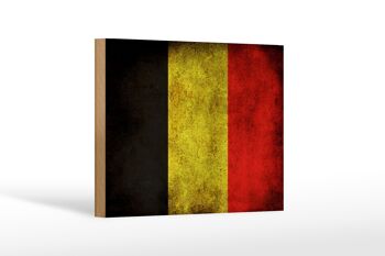 Drapeau panneau en bois 18x12 cm décoration drapeau Belgique 1