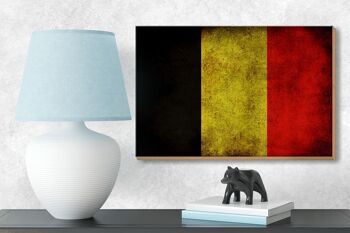 Drapeau panneau en bois 18x12 cm décoration drapeau Belgique 3
