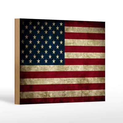 Letrero madera bandera 18x12 cm Estados Unidos America USA decoración