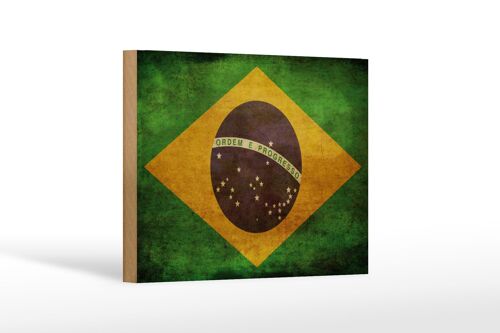 Holzschild Flagge 18x12 cm Brasilien Geschenk Dekoration