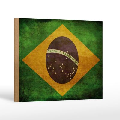 Holzschild Flagge 18x12 cm Brasilien Geschenk Dekoration