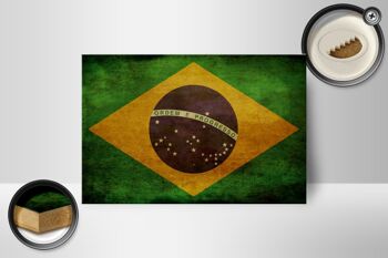 Drapeau panneau en bois 18x12 cm, décoration cadeau Brésil 2