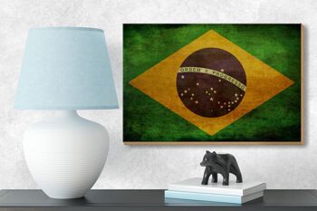 Drapeau panneau en bois 18x12 cm, décoration cadeau Brésil 3
