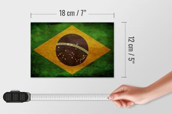Drapeau panneau en bois 18x12 cm, décoration cadeau Brésil 4