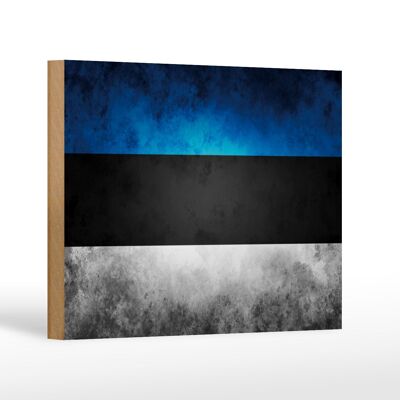 Bandera de madera 18x12 cm decoración bandera de Estonia