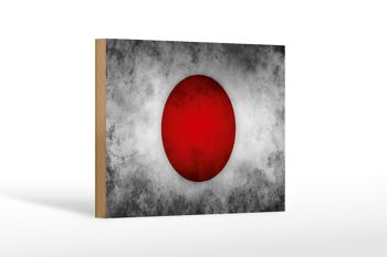 Drapeau panneau en bois 18x12 cm, décoration drapeau du Japon 1