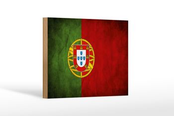 Drapeau en bois 18x12 cm, décoration drapeau du Portugal 1