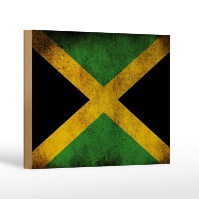 Bandera de madera 18 x 12 cm decoración bandera de Jamaica