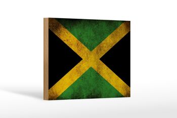 Drapeau en bois 18x12 cm, décoration drapeau de la Jamaïque 1