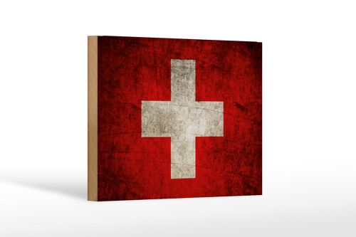 Holzschild Flagge 18x12 cm Schweiz Fahne Dekoration