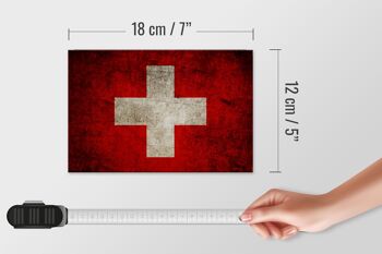 Drapeau panneau en bois 18x12 cm, décoration drapeau suisse 4