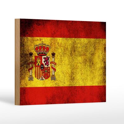 Wooden sign flag 18x12 cm Spain flag decoration
