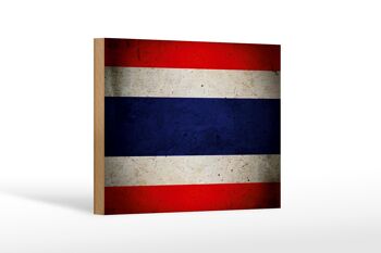 Drapeau panneau en bois 18x12 cm, drapeau de Thaïlande, décoration murale 1