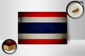 Drapeau panneau en bois 18x12 cm, drapeau de Thaïlande, décoration murale 2