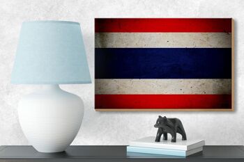 Drapeau panneau en bois 18x12 cm, drapeau de Thaïlande, décoration murale 3