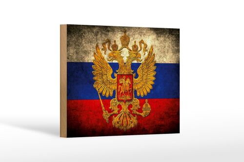 Holzschild Flagge 18x12 cm Russland Fahne Wappen Dekoration