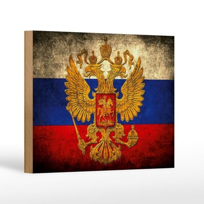 Bandera de madera 18x12 cm decoración del escudo de armas de la bandera de Rusia