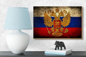 Drapeau en bois 18x12 cm, drapeau de la russie, décoration des armoiries 3