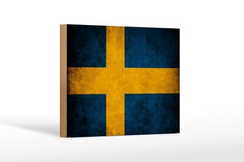 Drapeau en bois 18x12 cm, décoration du drapeau de la Suède 1