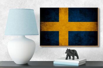 Drapeau en bois 18x12 cm, décoration du drapeau de la Suède 3