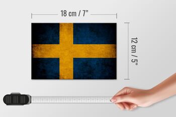 Drapeau en bois 18x12 cm, décoration du drapeau de la Suède 4