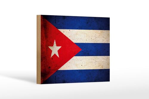 Holzschild Flagge 18x12 cm Kuba Cuba Fahne Dekoration